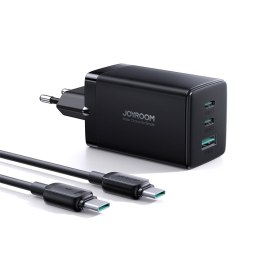 Szybka ładowarka sieciowa GaN USB 2x USB-C + kabel USB-C 1.2m - czarna