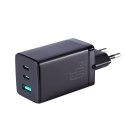 Szybka ładowarka sieciowa GaN USB 2x USB-C + kabel USB-C 1.2m - czarna