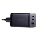 Szybka ładowarka sieciowa GaN USB 2x USB-C + kabel USB-C 1.2m - czarna