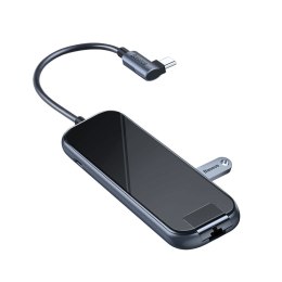 Adapter przejściówka HUB do MacBook i PC USB-C na 3x USB 3.0 HDMI RJ45 USB-C PD szary