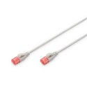 Digitus | Patch cord | CAT 6 U-UTP Kabel węższy | 2 m | Szary | Modułowy wtyk RJ45 (8/8) | Przezroczysty czerwony kolorowy kone