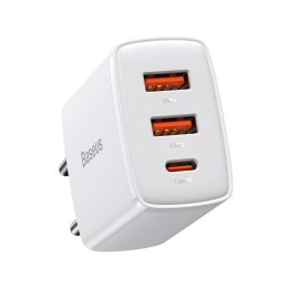 Compact szybka ładowarka sieciowa 2x USB USB-C 30W 3A PD QC biały