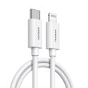 Kabel przewód do telefonów iPhone MFi USB-C - Lightning 27W PD 2m biały