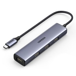 Rozdzielacz rozgałęźnik HUB USB-C na 4x USB 3.2 srebrny