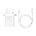 Super Si 1C szybka ładowarka 20W + kabel USB-C - Lightning 1m wtyczka angielska UK biała