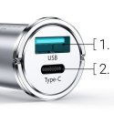 Szybka ładowarka samochodowa USB-C USB 20W 5A PD QC 3.0 AFC SCP szary