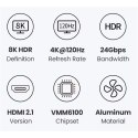 4w1 wielofunkcyjny HUB USB-C - 3x USB 3.2 HDMI 2.1 8K 30Hz szary