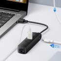 Adapter przejściówka rozdzielacz USB - Ethernet RJ45 3x USB czarny