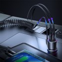 3w1 Szybka ładowarka samochodowa z kablem USB-C 1.5m 17W czarny