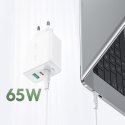 2w1 Ładowarka sieciowa 2x USB-C USB 65W + kabel USB-C biały