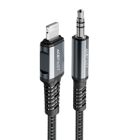 Kabel przewód audio AUX do iPhone MFI Lightning - 3.5mm mini jack 1.2m szary