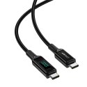 Kabel przewód w oplocie z ekranem LED USB-C 100W 20V 5A 2m czarny