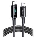 Kabel przewód w oplocie z ekranem LED USB-C 100W 20V 5A 2m czarny