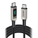 Kabel przewód w oplocie z ekranem LED USB-C 100W 20V 5A 2m srebrny