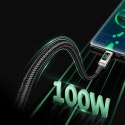 Kabel przewód w oplocie z ekranem LED USB-C 100W 20V 5A 2m srebrny