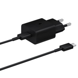 Ładowarka sieciowa USB-C 15W PD AFC + kabel USB-C czarny