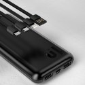 Powerbank K6Pro 10000mAh uniwersalny z kablem USB USB-C microUSB Lightning biały