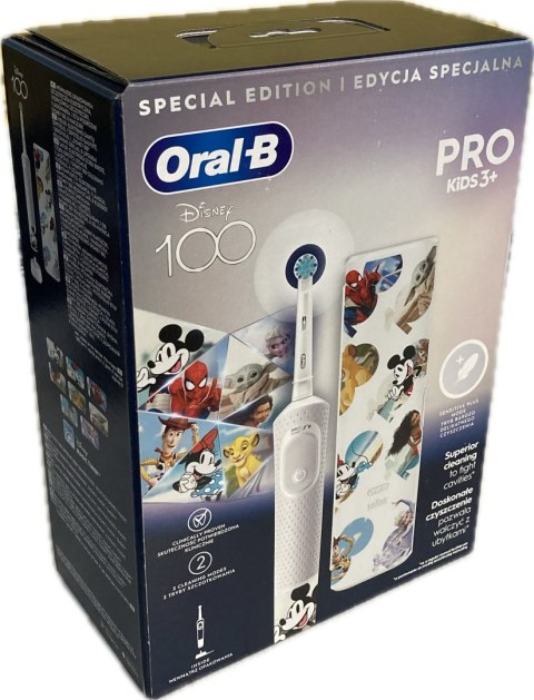 Oral-B | Vitality PRO Kids Disney 100 | Elektryczna szczoteczka do zębów z etui podróżnym | Akumulator | Dla dzieci | Liczba głó