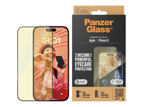 PanzerGlass | Ochraniacz ekranu - szkło | Apple iPhone 15 | Szkło | Czarny | Przezroczysty