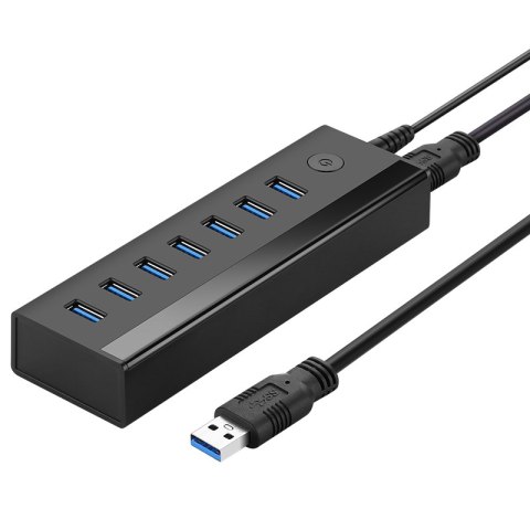 7w1 HUB rozdzielacz adapter USB-A do 7x USB-A 5Gb/s czarny