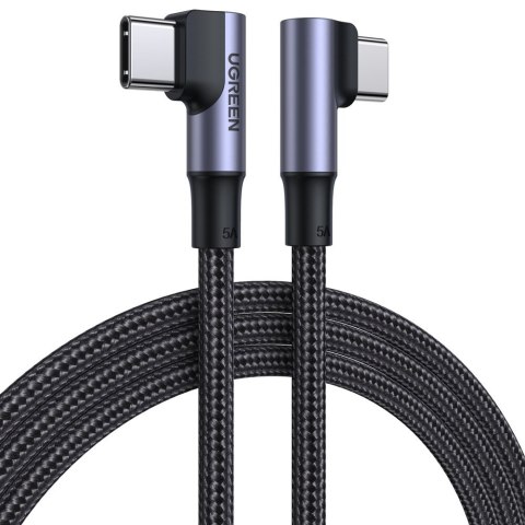 Kątowy kabel przewód w oplocie USB-C Quick Charge PD 100W 1m czarny