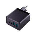 Ładowarka sieciowa GaN 67W 2x USB 2x USB-C + kabel USB-C 1.2m czarny