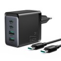 Ładowarka sieciowa GaN 67W 2x USB 2x USB-C + kabel USB-C 1.2m czarny