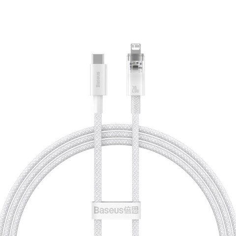 Kabel przewód w oplocie do iPhone Explorer Series USB-C - Lightning 20W 1m biały