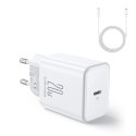 Ładowarka sieciowa USB-C 20W PD z kablem do iPhone Lightning biała