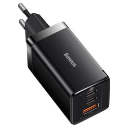 Szybka ładowarka sieciowa GaN 2x USB-C USB 65W + kabel USB-C czarna