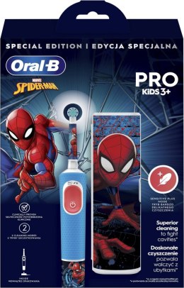 Oral-B | Vitality PRO Kids Spiderman | Elektryczna szczoteczka do zębów z etui podróżnym | Akumulatorowa | Dla dzieci | Niebiesk