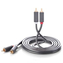 Kabel przewód stereo audio video 2 RCA 2x Cinch 5m szary