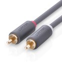 Kabel przewód stereo audio video 2 RCA 2x Cinch 5m szary