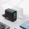 Szybka ładowarka sieciowa 3x USB + 1x USB-C 20W PD QC 3.0 czarny