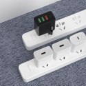 Szybka ładowarka sieciowa 3x USB + 1x USB-C 20W PD QC 3.0 czarny