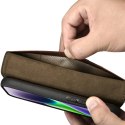 2w1 etui skórzany pokrowiec z klapką iPhone 14 Anti-RFID Oil Wax Wallet Case ciemno-brązowy