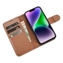 2w1 etui skórzany pokrowiec z klapką iPhone 14 Plus Anti-RFID Wallet Case brązowy