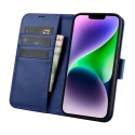 2w1 etui skórzany pokrowiec z klapką iPhone 14 Plus Anti-RFID Wallet Case niebieski