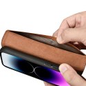 2w1 etui skórzany pokrowiec z klapką iPhone 14 Pro Anti-RFID Wallet Case brązowy