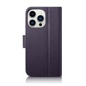 2w1 etui skórzany pokrowiec z klapką iPhone 14 Pro Anti-RFID Wallet Case ciemnofioletowy