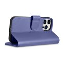 2w1 etui skórzany pokrowiec z klapką iPhone 14 Pro Anti-RFID Wallet Case jasnofioletowy