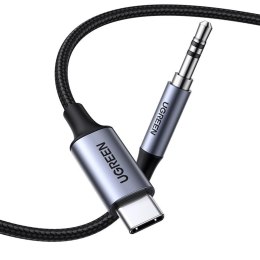 Kabel audio stereo AUX 3.5 mm mini jack - USB-C do telefonu tabletu 1m czarny