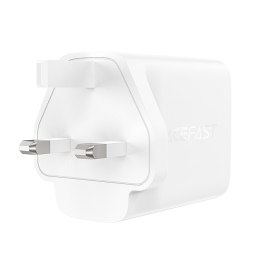 Ładowarka sieciowa wtyczka angielska UK GaN 65W 1x USB 2x USB-C PD biała