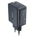 Szybka ładowarka sieciowa GaN 35W PD 2x USB-C czarna