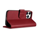 2w1 etui skórzany pokrowiec z klapką iPhone 14 Pro Max Anti-RFID Wallet Case czerwony