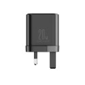 Ładowarka sieciowa wtyczka angielska UK FlashSeries USB-A USB-C 20W czarna