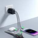 Szybka ładowarka sieciowa 2x USB-C USB-A 32W wtyczka angielska UK 32W czarna