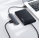 HUB Rozdzielacz USB-C - 4x USB 3.2 z portem zasilania USB-C szary