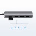 HUB Rozdzielacz USB-C - 4x USB 3.2 z portem zasilania USB-C szary