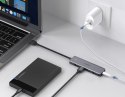 HUB Rozdzielacz portów USB - 4x USB 3.2 z portem zasilania micro USB szary